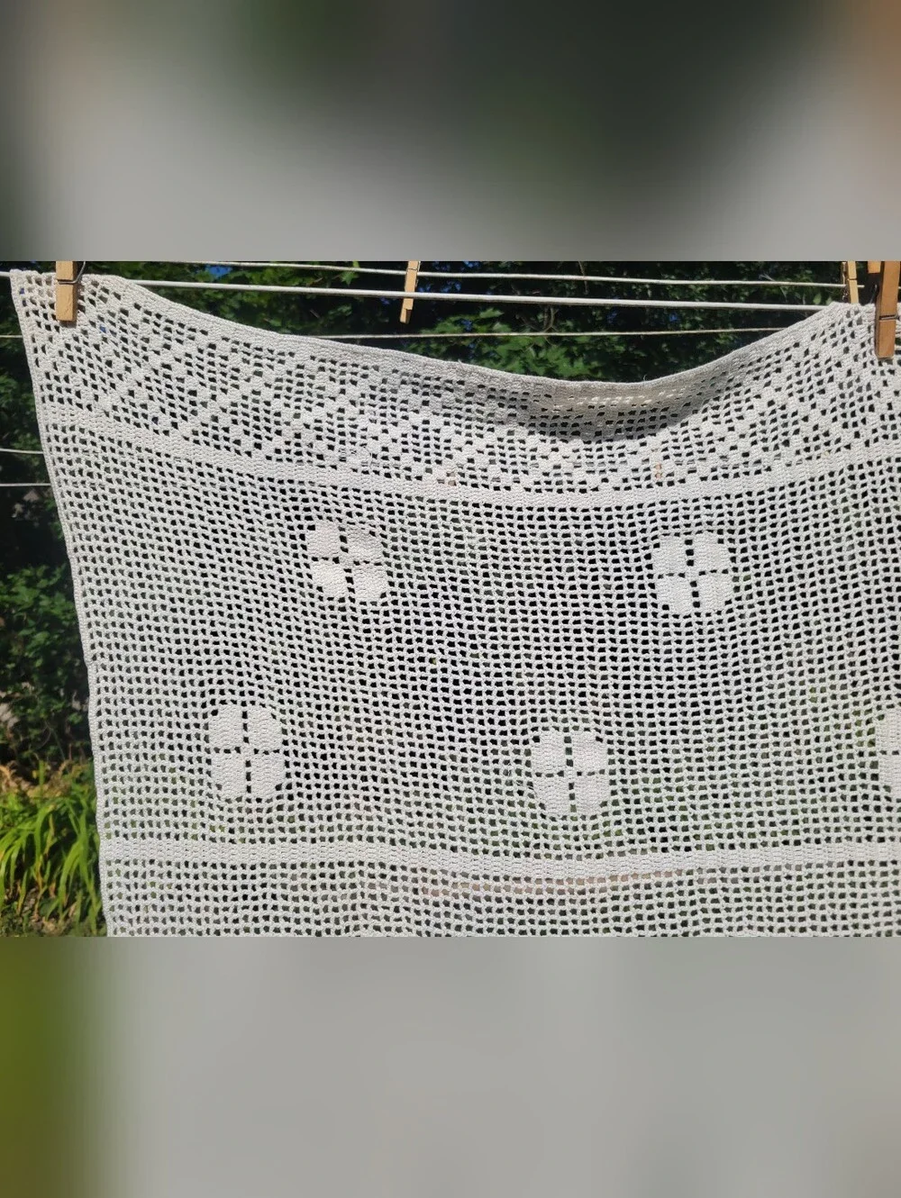 Vintage Crochet Table Cloth Runner Lot Doily Shabby Chic Ivory White Floral Set